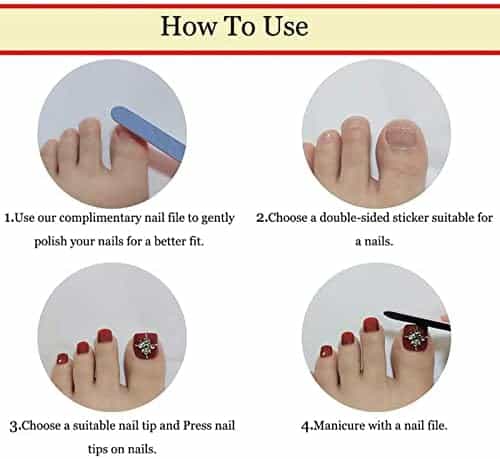 Ongles été « Kit Élégant d’Ongles Acryliques Blanc Brillant NICENEEDED, 24 pièces – Faux Ongles Courts Carrés Dorés pour les Pieds » – Image 7