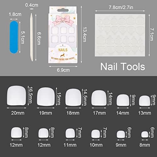 Ongles été « Kit Élégant d’Ongles Acryliques Blanc Brillant NICENEEDED, 24 pièces – Faux Ongles Courts Carrés Dorés pour les Pieds » – Image 2