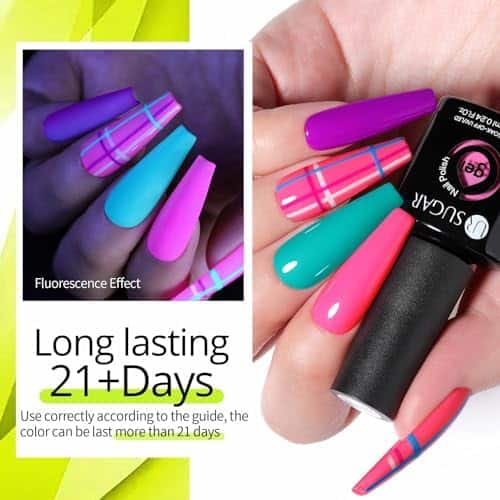 Ongles en gel fluo « Vernis UR SUGAR Fluo Néon 7ML – Pack de 12 Couleurs Vibrantes pour UV/LED » – Image 3