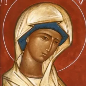 Icône Vierge Marie sur le fond rouge