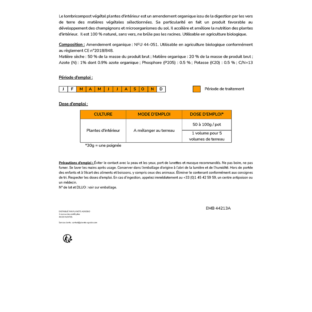 Lombricompost végétal plantes d’intérieur 1kg – Image 4