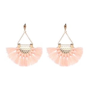 Boucles d’Oreilles Dorées Frange Rose – Bahia
