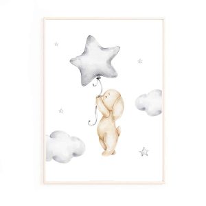 Affiche lapin dans les nuages