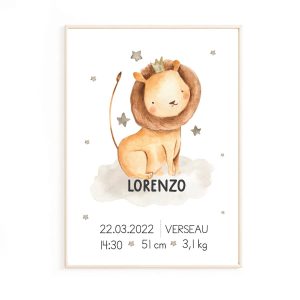 Affiche de naissance safari personnalisée