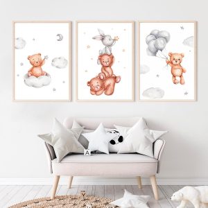 Lot de 3 affiches ourson pour bébé