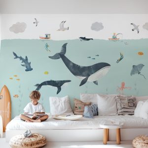 Papier peint océan de couleurs pour chambre enfant