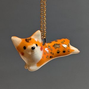 Pendentif Corgi Pembroke en Porcelaine