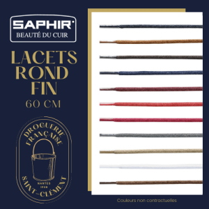 Lacets pour chaussures – Rond fin 60cm SAPHIR
