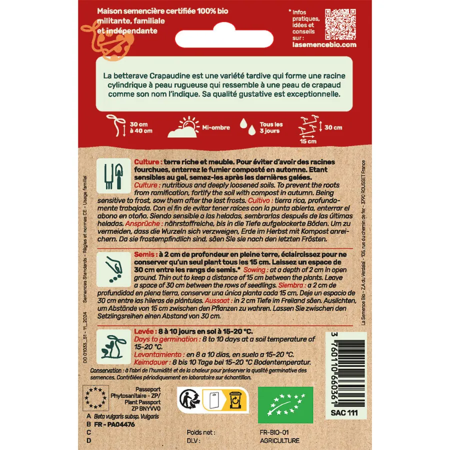 Graines biologiques Betterave Crapaudine – Image 2