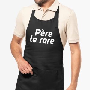 Tablier de cuisine papa « Père le rare » – 100% coton bio