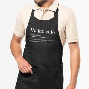 Tablier humoristique « Va fan culo » – 100% coton bio