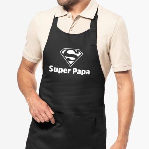 Tablier de cuisine « Super papa #2 » – 100% coton bio